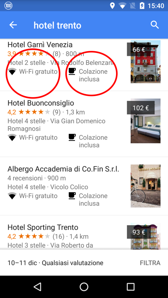 google maps hotel servizi